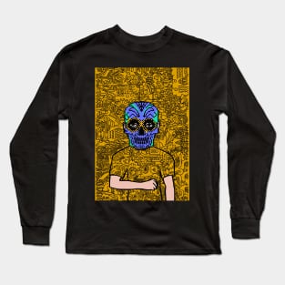 Unnamed NFT - Pixel Intrigue: Male Character with Dark Eyes and Light Skin Long Sleeve T-Shirt